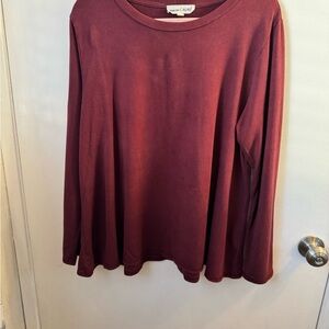 Johnny Was Calmé Burgundy Long Sleeve Top